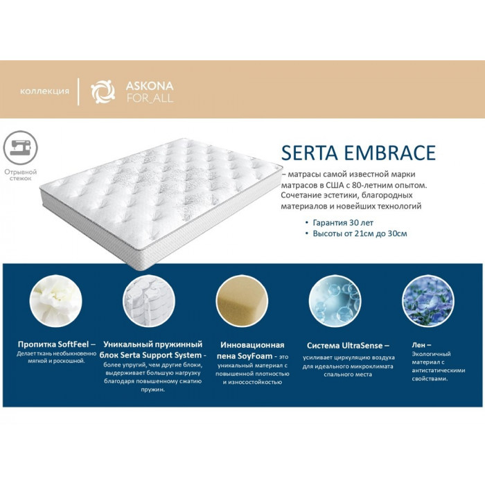 Матрас Serta Embrace Grace 2000x1860 Матрас Serta Embrace Grace 2000x1860
