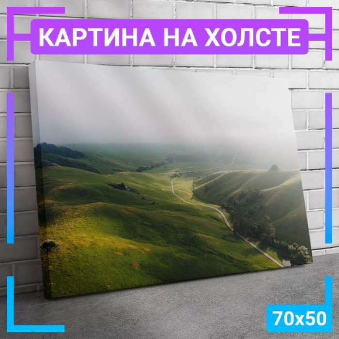 Картина интерьерная на холсте "Зеленые холмы в тумане" Картина интерьерная на холсте "Зеленые холмы в тумане"
