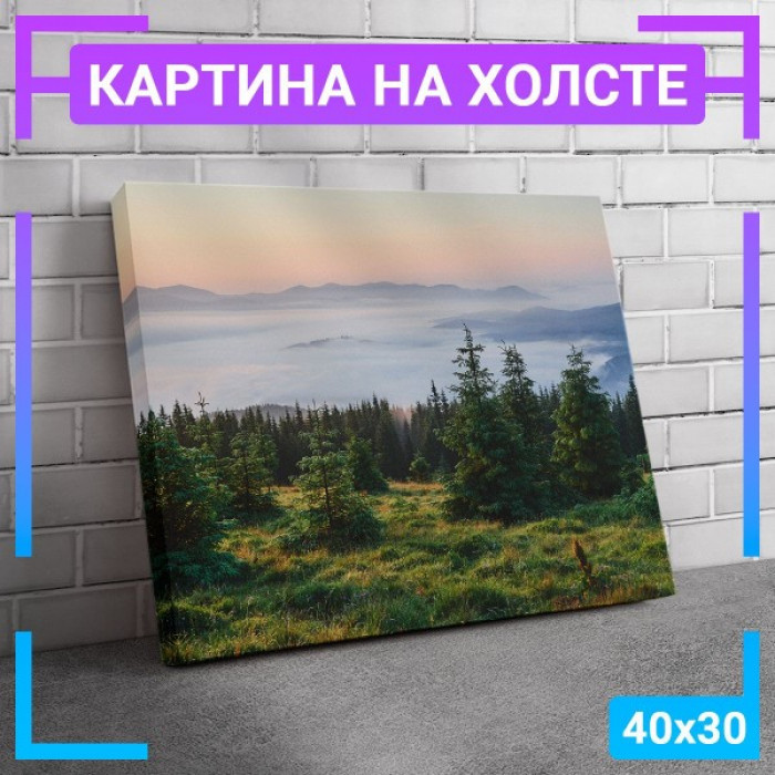 Картина интерьерная на холсте "Лес, горы" Картина интерьерная на холсте "Лес, горы"