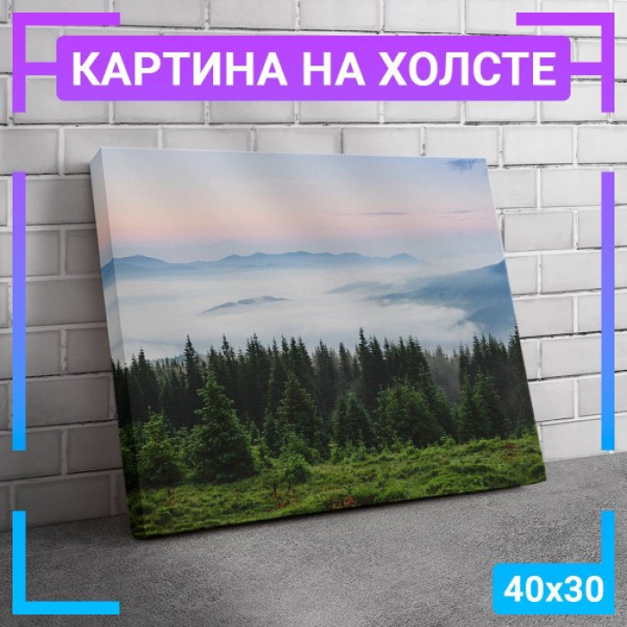 Картина интерьерная на холсте "Туман над лесом" Картина интерьерная на холсте "Туман над лесом"