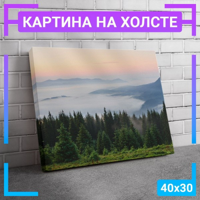 Картина интерьерная на холсте "Туман над лесом" Картина интерьерная на холсте "Туман над лесом"