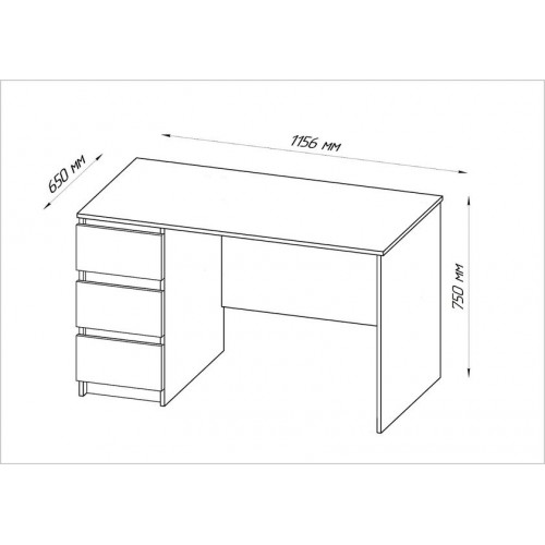 КАСТОР стол письменный 3 ящика 116х65