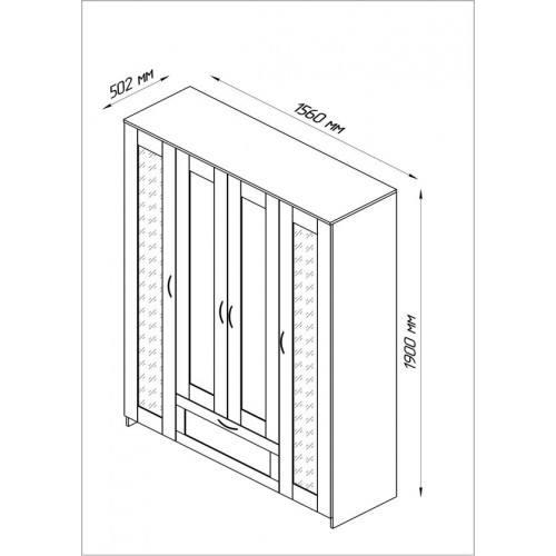 СИРИУС шкаф комбинированный "4 двери и 1 ящик (с 2 зеркалами)"